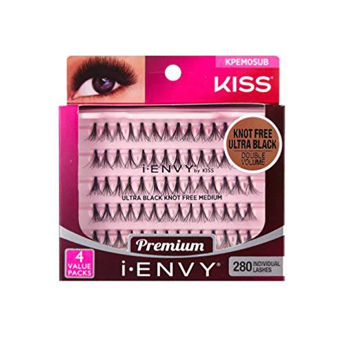 iENVY by KISS Ultra Black Knot Free Individual Lashes 4 Tray 280 Lashes (Medium)
