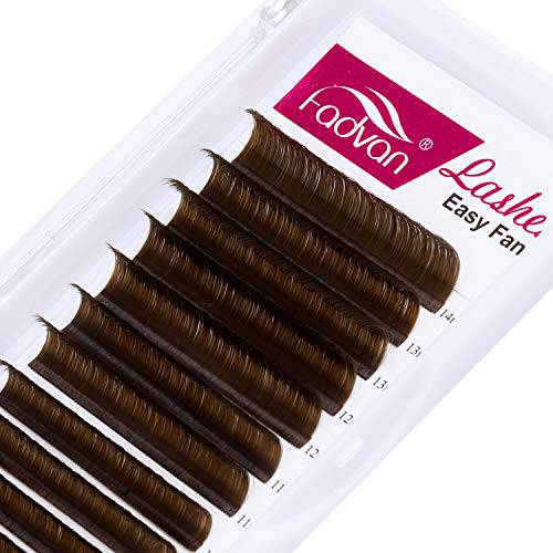 Volume Eyelash Extensions Brown Lash Extensions 0.07 C/D Curl 8-14mm Mix Easy Fan Volume Lashes 3D-20D Lash Self Fanning Automatic Blooming Flower Eyelashes Extension by FADVAN (Brown 0.07-C, 8-14mm)