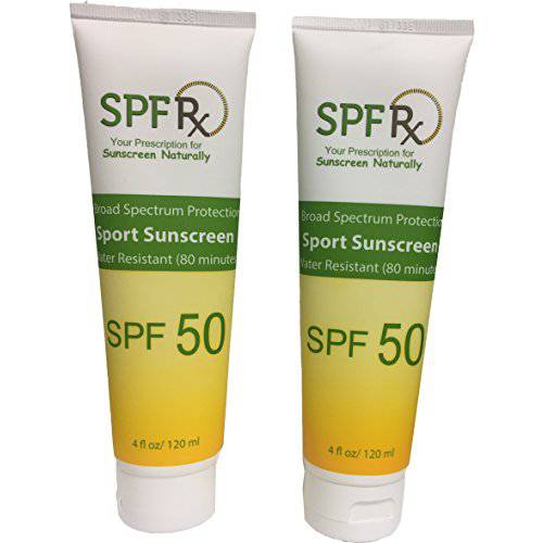 SPF 50 Sport Lotion - Peformance Lotion, Water Resistant Sunscreen- Broad Spectrum UVA & UVB Protection - Shea Butter Lotion That is a Non-Greasy Sunblock (4 oz- 2 Pack)
