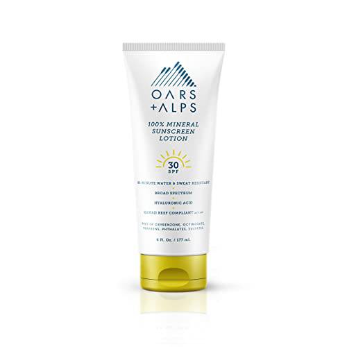 Oars + Alps Mineral SPF 30 Sunscreen Body Lotion, Skin Care Infused with Shea Butter and Vitamin E, 6 Fl Oz