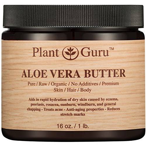 Aloe Vera Body Butter 16 oz. 100% Pure Raw Fresh Natural Cold Pressed. Skin, Hair, Nail Moisturizer, DIY Creams, Balms, Lotions, Soaps.