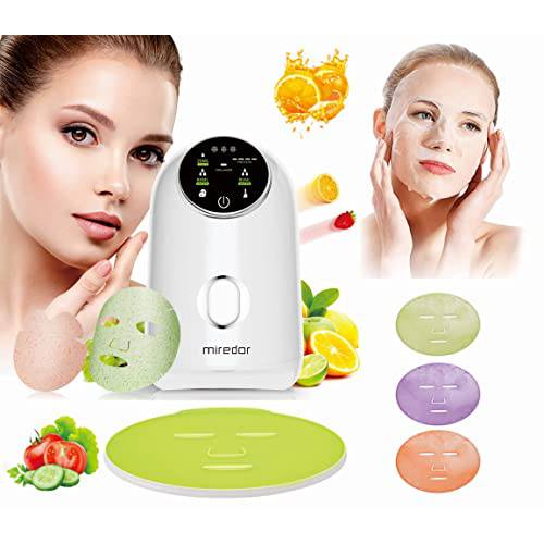 Upgraded DIY Face Mask Machine Kit with 32 Counts Collagen Pills, Miredor 100% Pure Natural Fruit and Vegetable Automatic Face Mask Maker For Home,Gift for Women Fruit Mask Machine For Facial Eye Skin Care(White)