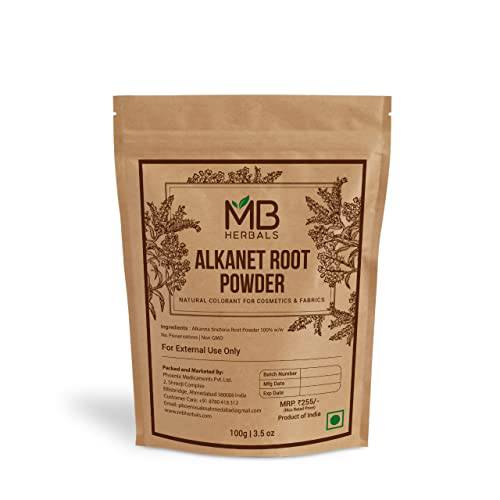 MB Herbals Alkanet Root Powder 100 Gram (3.5 oz) | Ratanjot/Arnebia nobilis | Natural Coloring Agent for Herbal Cosmetics, Natural Fabrics | Promotes Hair Growth