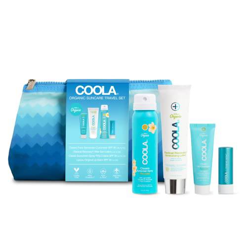 COOLA Organic Sunscreen and Lip Balm SPF 30 Sun Protection Kit, Dermatologist Tested and TSA Approved, Vegan and Gluten Free, 4 Items Total