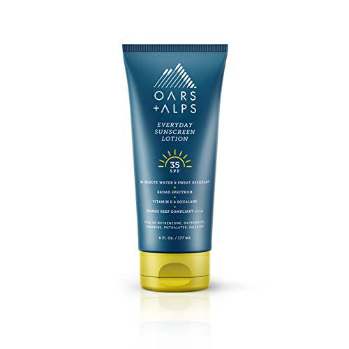Oars + Alps Everyday SPF 35 Sunscreen Body Lotion, Skin Care Infused with Aloe Leaf Juice and Vitamin E, 6 Fl Oz