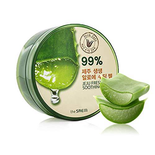 [the SAEM] Jeju Fresh Aloe Soothing Gel 10.1 fl.oz. (300ml) - 99% Aloe Vera, Hydrates & Dry, Itchy & Damaged Skin