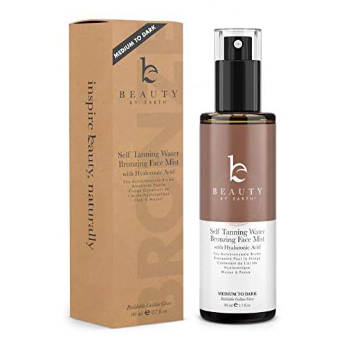 Beauty by Earth Self Tanner Face Mist - Medium to Dark Fake Tan Sunless Tanner Tanning Water, Self Tanners Best Sellers Spray Tan, Face Tanner, Self Tanning Face Tan, Self Tan Face Self Tanner Spray