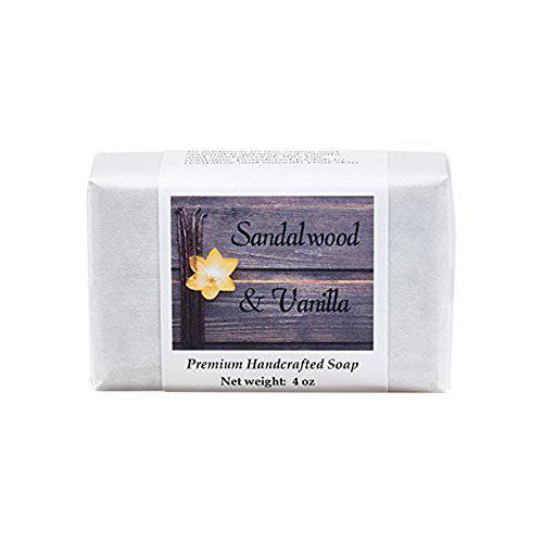 Sandalwood Vanilla Soap - Handmade Soap for Softer Skin with Cocoa Butter, Shea Butter, Sweet Almond, Fragrance and Essential Oils by MoonDance Soaps (One Bar, 4 oz)