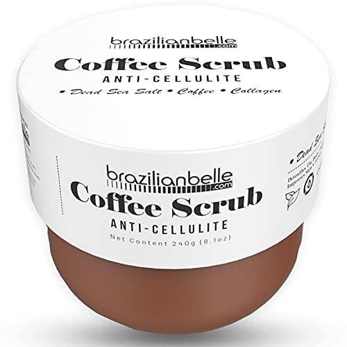 Exfoliating Body Scrub with Caffeine and Brown Sugar - Infused with Natural Dead Sea Salt & Brazilian Coffee - Best Anti Cellulite Firming Body Scrub (8.1 oz)
