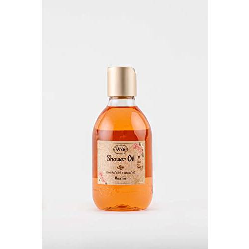 Sabon Shower Oil – Rose Tea | Moisturizing Body Wash | Bergamot, White Rose, Jasmine | Enriched with 4 Natural Oils | For All Skin Types | 10.1 Fl Oz