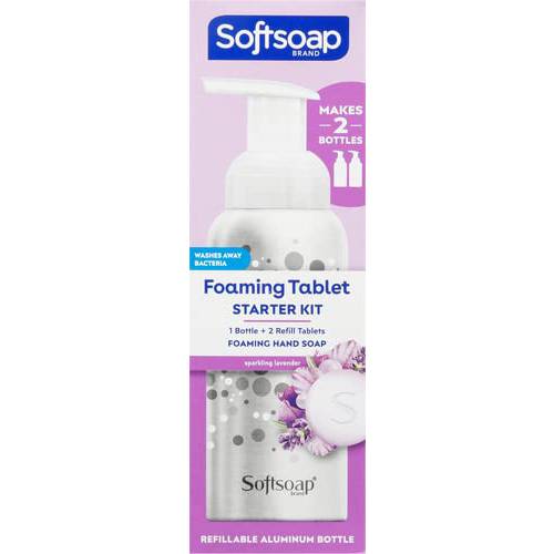 Softsoap Hand Soap Tablets Sparkling Lavender, Starter Kit with Pump and 2 Tabs
