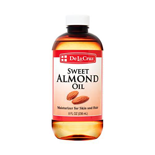 De La Cruz Sweet Almond Oil - Expeller Pressed Almond Oil for Skin and Hair 8 FL. OZ. (236 mL)