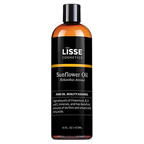 Lisse 100% Pure Sunflower Oil - Batch Tested and Third Party Verified - For All Skin Types (16oz)