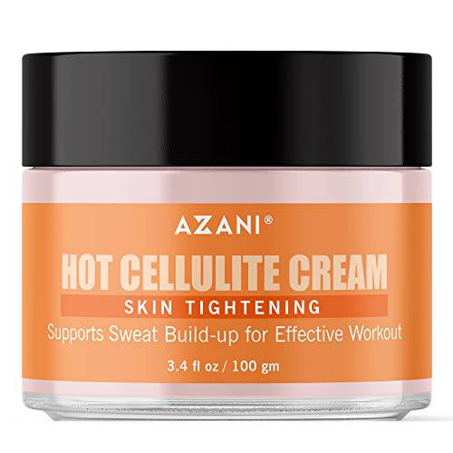 Azani Hot Cellulite Cream| Counters Loose Skin, Cellulite on Thighs, Legs, Abdomen, and Arms |Instant Heating & Sweating | Men and Women, 3.5 Oz