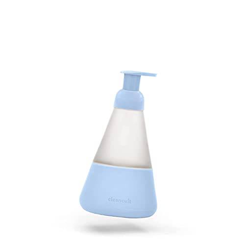 Cleancult Foaming Soap Dispenser - Refillable Hand Soap Dispenser with Foaming Pump - Shatter Resistant, Dishwasher Safe Glass Container with Non-Slip Silicone Sleeve - 12oz, 2 Pack - Periwinkle