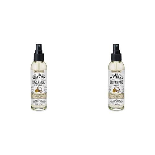 JR Watkins Natural Hydrating Body Oil Mist, Coconut Milk & Honey, Moisturizing Body Oil Spray for Glowing Skin, USA Made and Cruelty Free, 6 fl oz (Pack of 2)