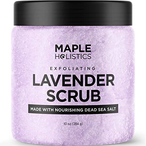 Lavender Body Scrub for Women Exfoliation - Lavender and Dead Sea Salt Scrub Body Exfoliator with Nourishing Body Oils for Legs Thighs Butt and Full Body Care - At Home Spa Day Exfoliating Body Scrub