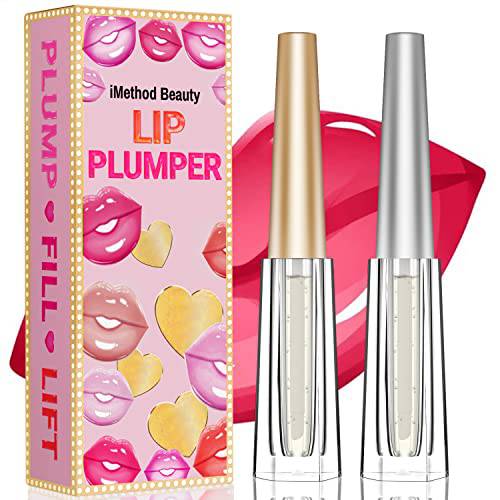 iMethod Lip Plumper Gloss - Lip Plump Kit, Plumping Lip Gloss, Hydrate & Volumize Lip Filler, Natural Lip Plumper and Lip Care Product, Day & Night Lipgloss 2 PCS
