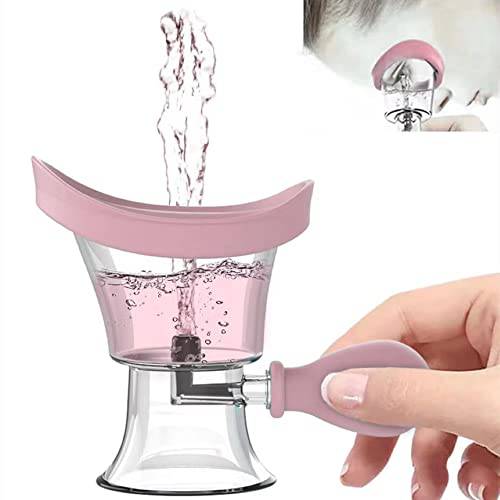 Eye Wash Cup,Eye Wash Cleaner Kit Silicon Manual Air Pressure Eye Cleaning Cup Tool Effective Eye Rinse Clean Dust Makeup Irritants,Transparent with Storage Container Eye Cup Soothing Tired Eyes(Pink)