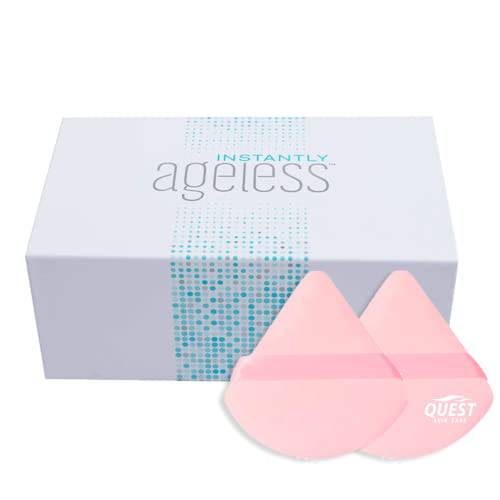 Instantly Ageless Jeunesse - Vials W/ 2 FREE Quest Skincare Triangle Powder Puffs for Makeup - Jeunesse Instantly Ageless 25 Vials - Instantly Ageless By Jeunesse - Ageless Instantly Jeunesse