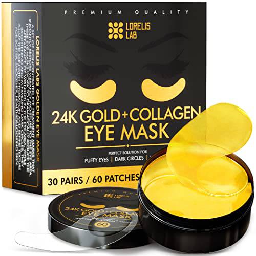 Under Eye Patches - 24K Gold Under Eye Mask for Puffy Eyes, Dark Circles, Eye Bags, Puffiness, Wrinkles, with Collagen - Anti Aging Skincare Eye Patch Treatment Masks - Hydrating Golden Under Eye Gel Pads