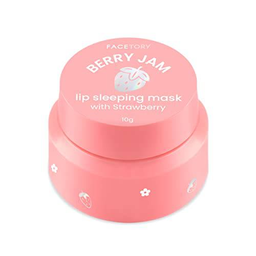 FaceTory Berry Jam Lip Sleeping Mask with Strawberry Fruit Extract and Shea Butter - for Softer Lips, for Dry, Cracked, and Chapped Lips, Moisturizing, Protecting, Nourishing - 10g