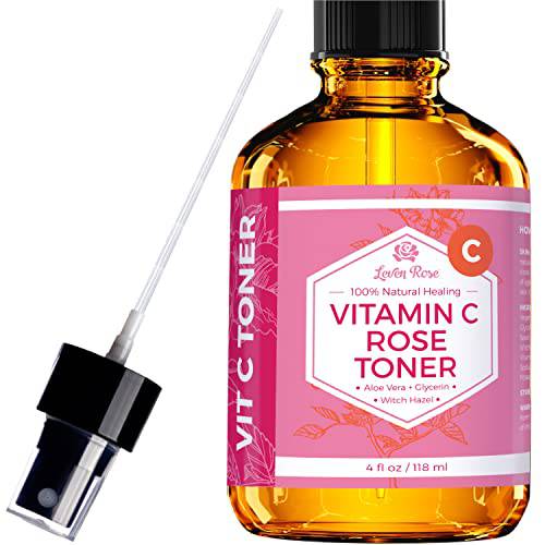 Vitamin C Rose Toner by Leven Rose, 100% Pure Organic Toner for Face with Vitamin C 4 oz