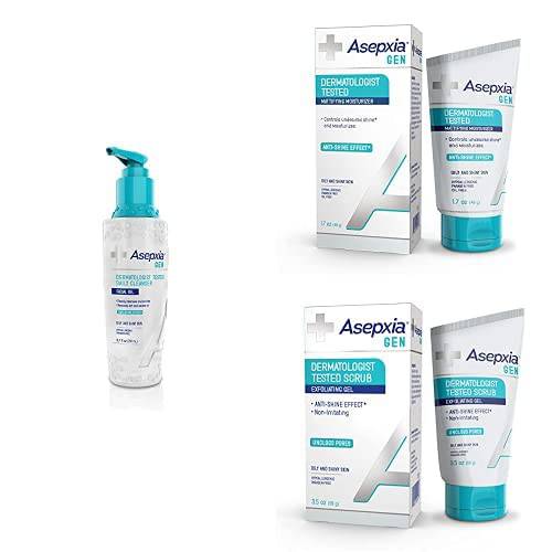 Asepxia GEN Daily Facial Cleanser, Moisturizing Mattifying Cream, Facial Exfoliating Scrub Gel for Oily Skin