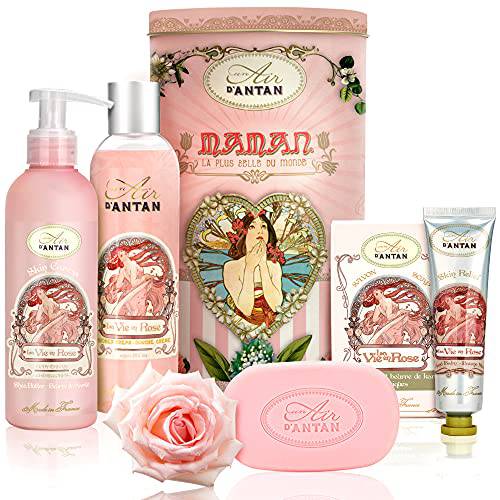 Spa Gifts for Women - 4 Pcs Spa Set with Rose Body Wash, Body Lotion, Hand Balm & Bar Soap - Bath Sets and Body Home Spa Day Kit for Women - Spa Kit Gifts - Birthday Spa Gifts for Women - Gift for Mom