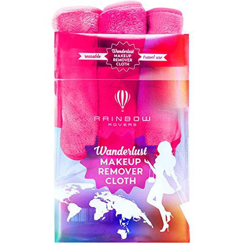 RAINBOW ROVERS Set of 3 Makeup Remover Cloths | Makeup Towel | Suitable for All Skin Types | Reusable & Ultra fine Makeup Wipes | Removes Makeup with just Water | Hot Pink
