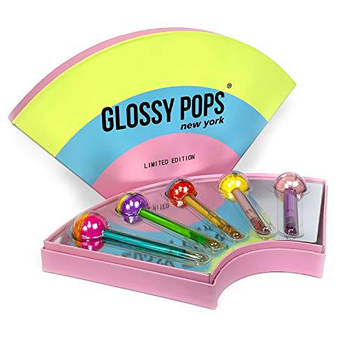 Glossy Pops Rainbow Dreams Gift Box | Scented Clear Lip Balm Lip Gloss Combo | Holiday Beauty Set | 5 pack