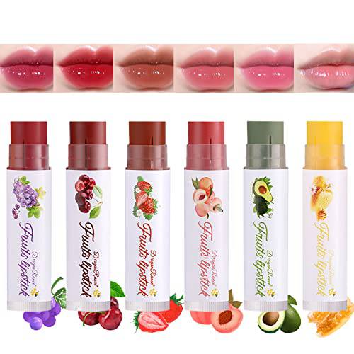 Gireatick 6pcs Fruit Lip Balm Set, Magic Color Changing Lipstick Long Lasting Moisturising Lipstick Enriched with Natural Oils, Protecting Lips for 24 Hours
