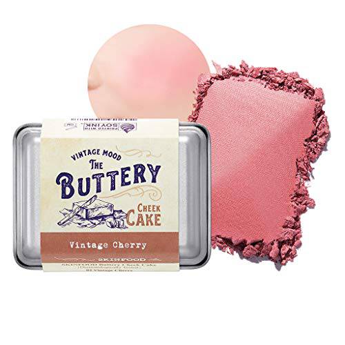 SKINFOOD Buttery Cheek Cake - Soft Blush For Cheeks - Korean Colored & Soft Textured for Perfect Dreamy Rosy Cheeks - Smooth Blending, Clump-Free Baked Blush for Women (9.5g, 03 VANILLA ROSE)