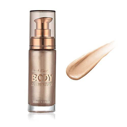 Body Luminizer Waterproof Moisturizing Body Highlighter Smooth Shimmer Glow Liquid Foundation for Face & Body Radiance All In One Makeup Glitter Face Cream Foundation Makeup (01 Rose Gold)