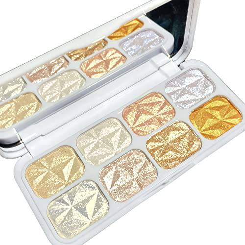 SUMEITANG 8 Colors Highlighter Palette Face Contour Shiny Glow Highlighters Facial Contouring Bronzer Highlighter Illuminator Pearlescent Glitter Powder High Gloss Natural Shimmer Sparkle Makeup Plate