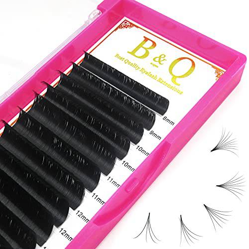 B&Qaugen Easy Fan Lashes .03 .05 .07 .10 B&Qaugen Easy Fan Volume Lashes 9 to 20 mm Rapid Blooming Lashes C D curl Flowering Volume Lash Extensions (D-0.07 mm, 8-15 Mix)