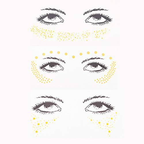 Chicque Face Tattoo Star Glitter Face Stickers Eyes Face Jewels Rave Festival Face Jewelry for Women and Girls 3PCS (A)