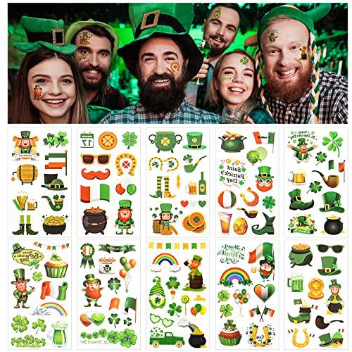 St. Patrick’s Day Temporary Tattoos, Clover Fake Tattoos Face Body Tattoos Stickers for St. Patrick’s Day Party favors Supplies Apparel Accessories