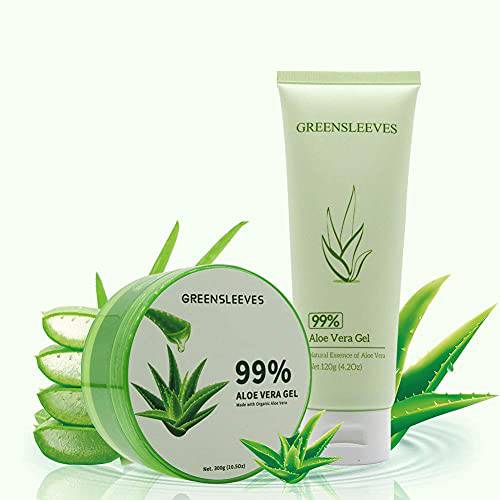 REENSLEEVES 2PCS Aloe Vera Gel, 99% Pure Aloe Vera Juice Moisturizers Creams for Face, Hair, Skin Soothing