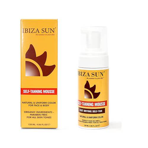 Ibiza Sun Organic Self Tanner Mousse- Fake Tan Sunless Tanner, Natural Looking Self Tan, Self Tanning Mousse,Tanning Foam for Use as Body or Face Tanner, Self Tanners Best Sellers