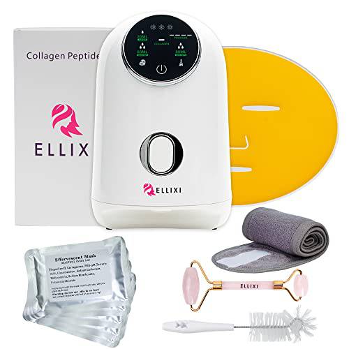 ELLIXI PRO Face Mask Maker Kit + FREE 40 Collagen Pills, DIY 5-min Fruit Facial Mask Machine at Home (Touchscreen Version) + Rose Quartz Facial Roller and Adjustable Headband