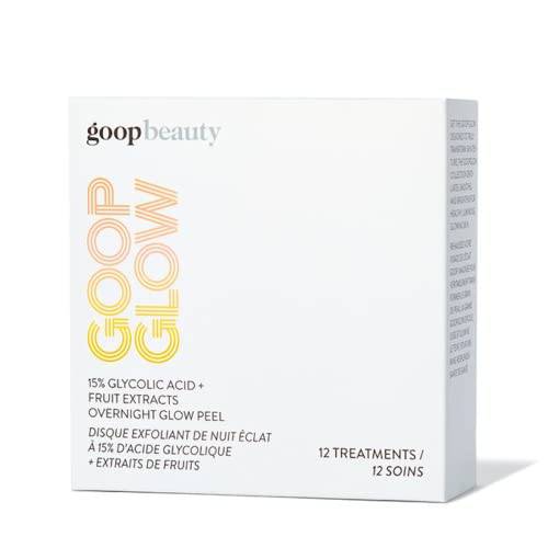 goop 15% Glycolic Acid Overnight Glow Peel | Inspired by Professional Chemical Peels | 12 pack | Exfoliating Overnight Acid Peel Pads to Retexturize, and Brighten Skin | Paraben and Silicone Free