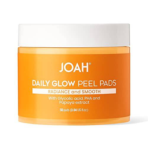 JOAH Daily Glow Peel Pads with Glycolic Acid, PHA and Papaya Extract, 50 Count