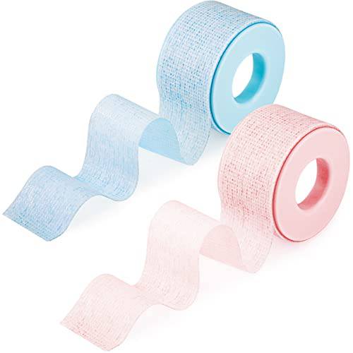 2 Pack Lash Tape for Eyelash Extensions Pink Blue Eyelash Extension Tape Skin Tape for Eyelash Extensions Breathable Microporous Tape, 3.9 Yards Length