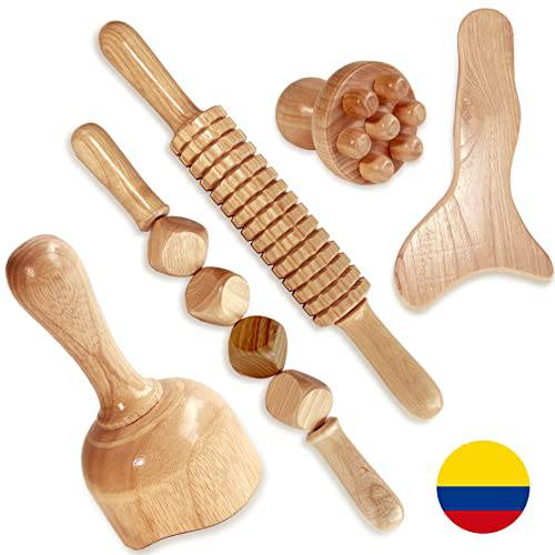 Eco-Parces Maderoterapia Colombiana Urapan Wood Massage Tools Lymphatic Drainage Tool Wood Therapy Kit Professional