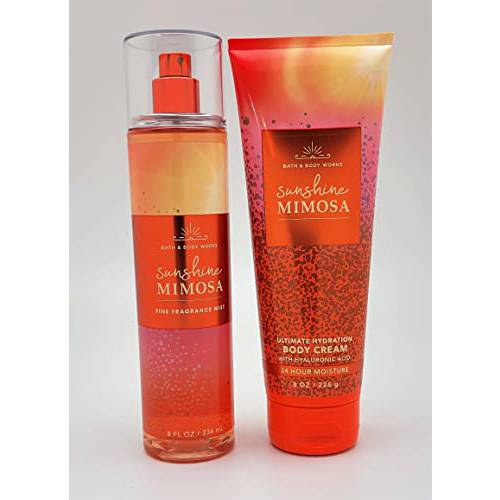 Bath & Body Works - Sunshine Mimosa - 2 pc Bundle - Fine Fragrance Mist and Ultimate Hydration Body Cream 2021