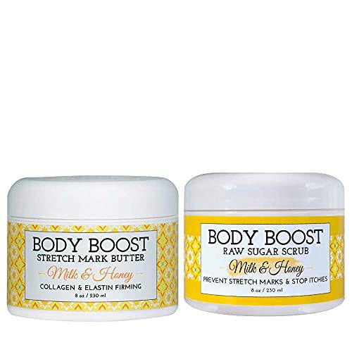 Body Boost Milk and Honey Stretch Mark Butter and Sugar Scrub Duo