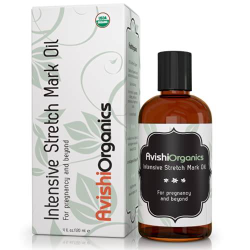 Organic Stretch Mark Oil | Powerful Plant Extracts Prevent & Fade Stretch Marks, Penetrating 6X Deeper Than a Stretch Mark Cream or Belly Butter| Incredibly Light & Luxurious Body & Belly Oil, Mama-Safe |