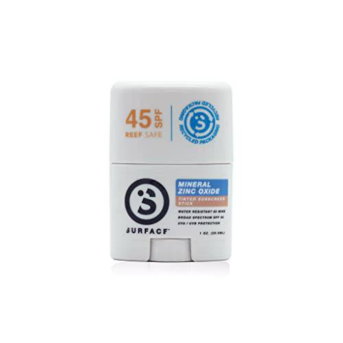 Surface TINTED Mineral Sunscreen Face Stick - Reef Safe, Non-Migrating, Non-Greasy, Broad Spectrum UVA/UVB Protection, Ultra Water Resistant - SPF45, .5oz Stick