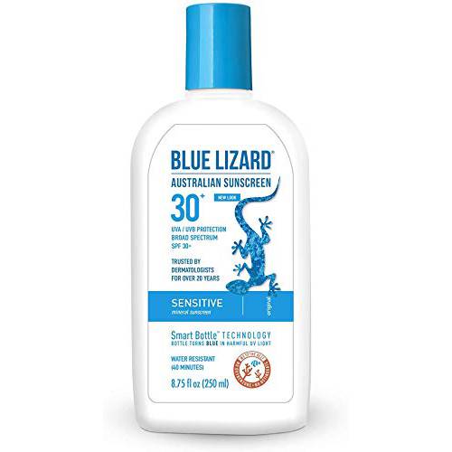 Blue Lizard Australian Sunscreen - Sensitive Sunscreen, SPF 30+ Broad Spectrum UVA/UVB Protection - 8.75 oz. Bottle